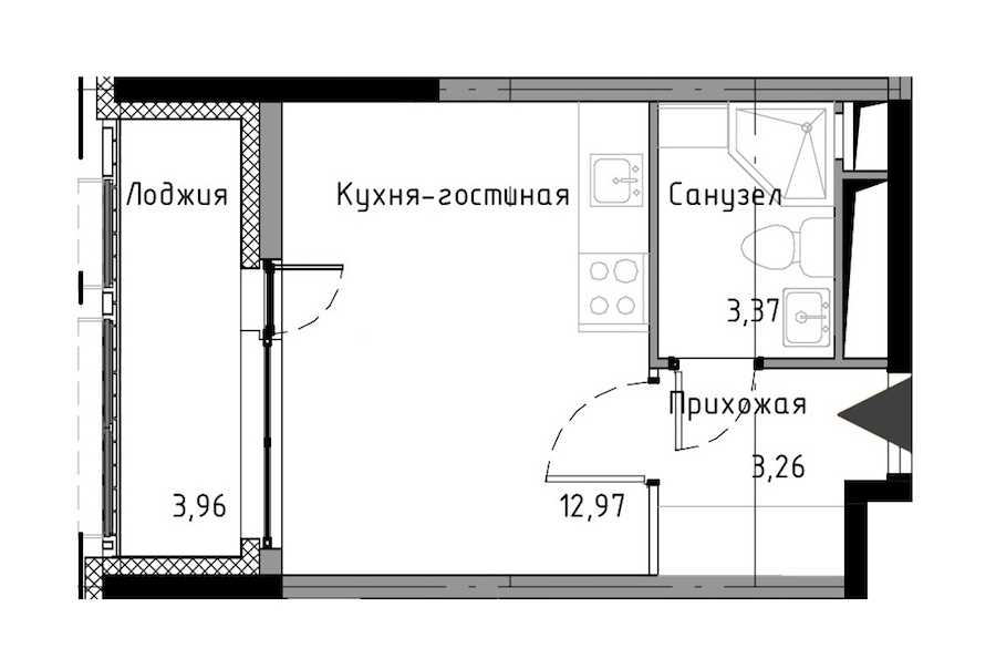 Студия в : площадь 21.58 м2 , этаж: 8 – купить в Санкт-Петербурге